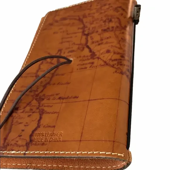 Patricia Nash Leather “Vinci Map Riot Rust” Leather Journal Cover refillable. - Picture 4 of 9